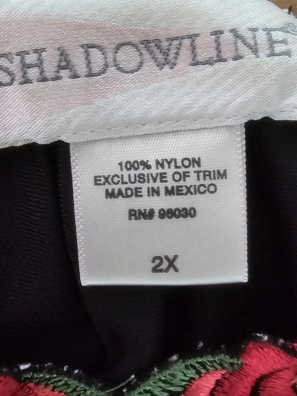 Shadowline Black Classic Nightgown 2X Embroidered Rose Yoke Vintage Loungewear - Picture 6 of 8